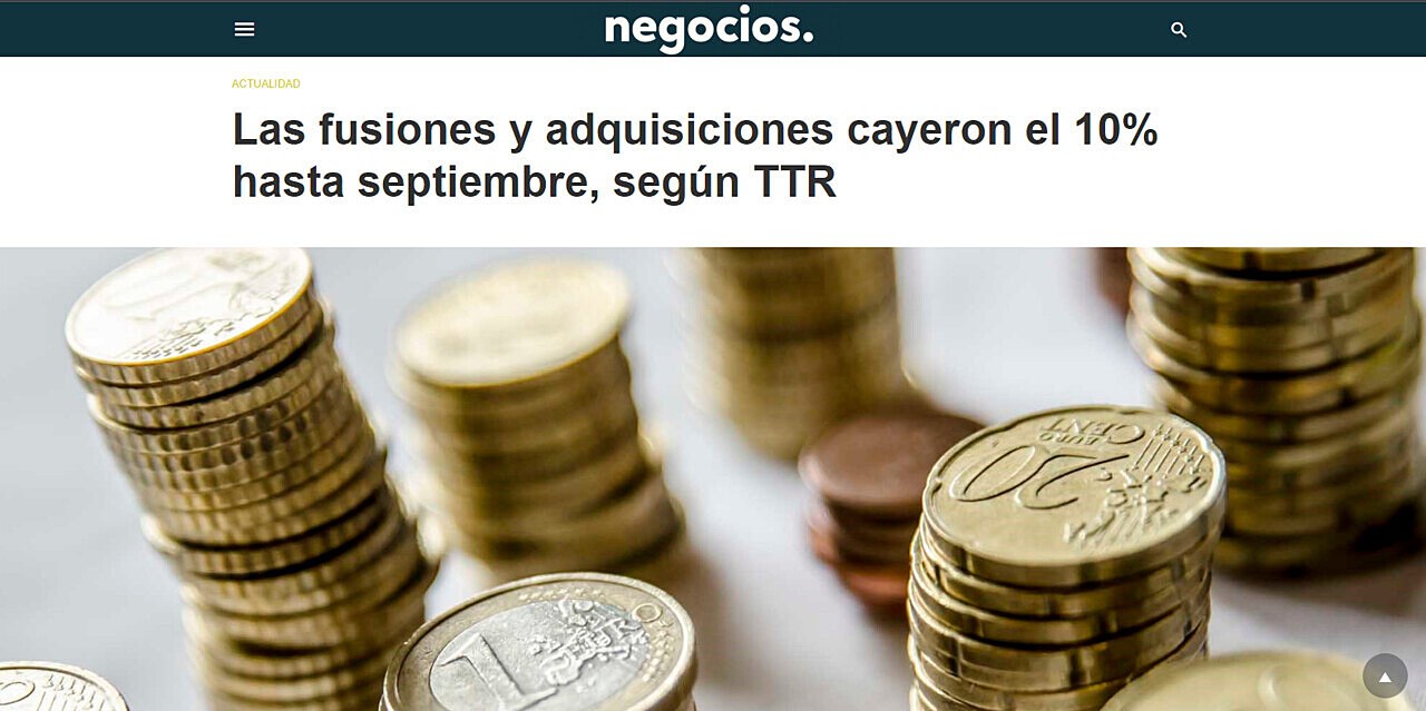 Las fusiones y adquisiciones cayeron el 10% hasta septiembre, segn TTR